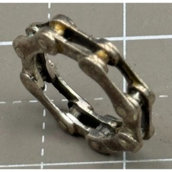 Unique Sterling Silver Bicycle Chain Statement Bikers Ring Size 6 1/4 - Picture 4 of 6